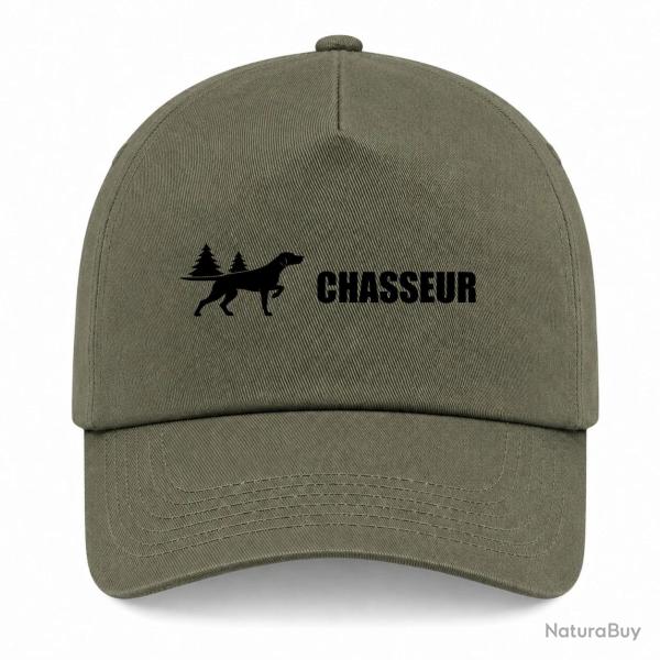Casquette Chasse - Chasseur - Chien d'arr�t en for�t - Kaki / Noir