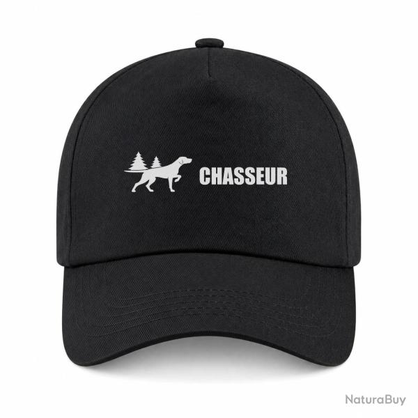 Casquette Chasse - Chasseur - Chien d'arr�t en for�t - Noir