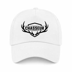 Casquette Chasse - Chasseur n&eacute; - Blason aux bois de cerf - Blanc