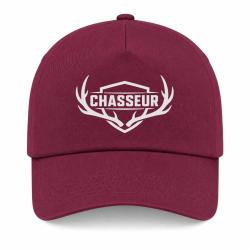 Casquette Chasse - Chasseur n&eacute; - Blason aux bois de cerf - Bordeaux