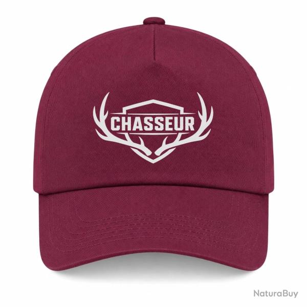 Casquette Chasse - Chasseur n� - Blason aux bois de cerf - Bordeaux