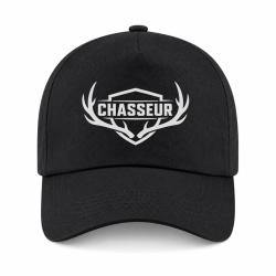 Casquette Chasse - Chasseur n&eacute; - Blason aux bois de cerf - Noir