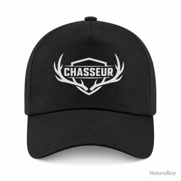 Casquette Chasse - Chasseur n� - Blason aux bois de cerf - Noir