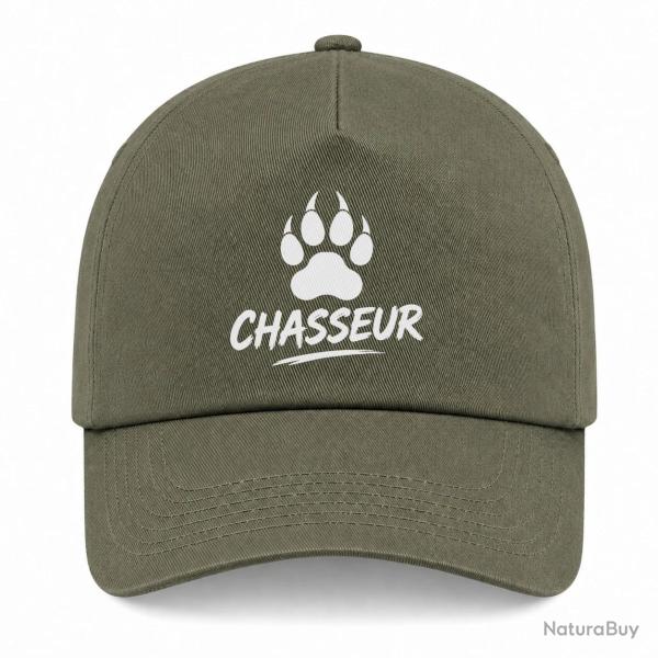 Casquette Chasse - Chasseur - Empreinte canine - Kaki / Blanc