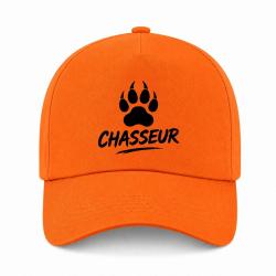 Casquette Chasse - Chasseur - Empreinte canine - Orange