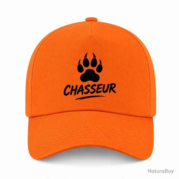 Casquette Chasse - Chasseur - Empreinte canine - Orange