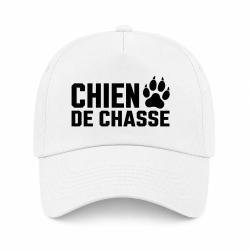 Casquette Chasse - Chien de chasse - Empreinte orange - Blanc