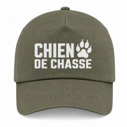 Casquette Chasse - Chien de chasse - Empreinte orange - Kaki / Blanc