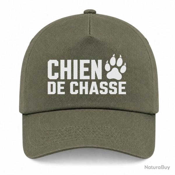 Casquette Chasse - Chien de chasse - Empreinte orange - Kaki / Blanc