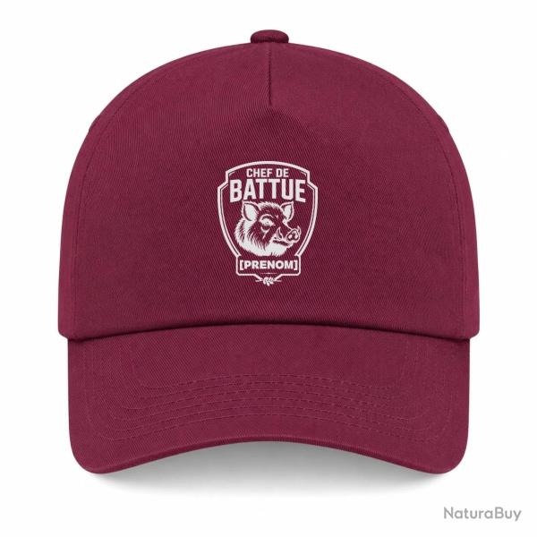 Casquette Chasse - Chef de battue - Personnalisable - Bordeaux