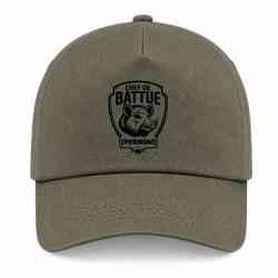 Casquette Chasse - Chef de battue - Personnalisable - Kaki / Noir