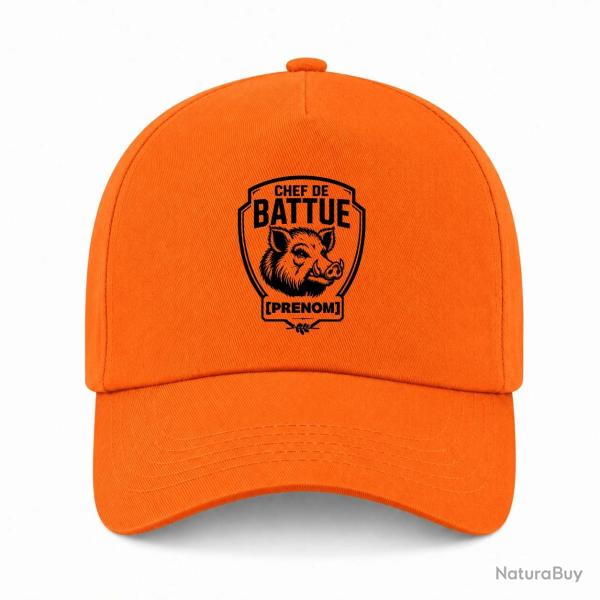 Casquette Chasse - Chef de battue - Personnalisable - Orange
