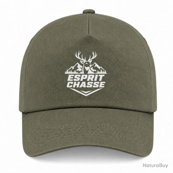Casquette Chasse - Esprit chasse - Cerf des montagnes - Kaki / Blanc