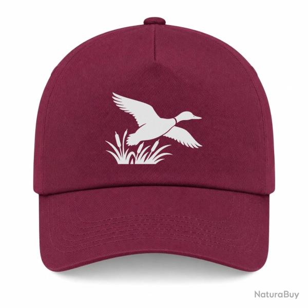 Casquette Chasse - Envol du canard - Roseaux - Bordeaux