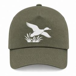 Casquette Chasse - Envol du canard - Roseaux - Kaki / Blanc