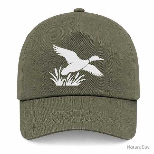 Casquette Chasse - Envol du canard - Roseaux - Kaki / Blanc