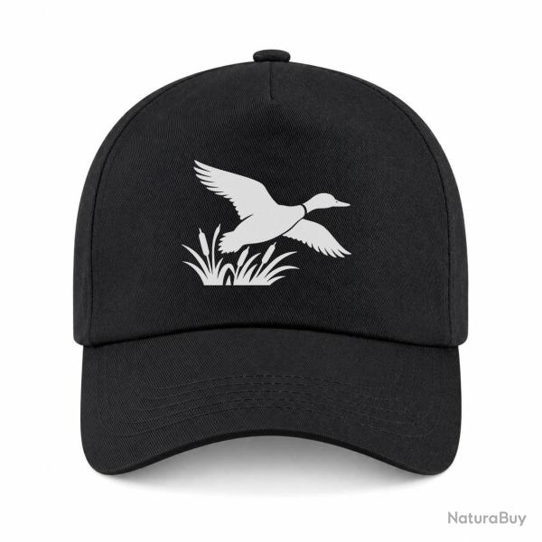 Casquette Chasse - Envol du canard - Roseaux - Noir