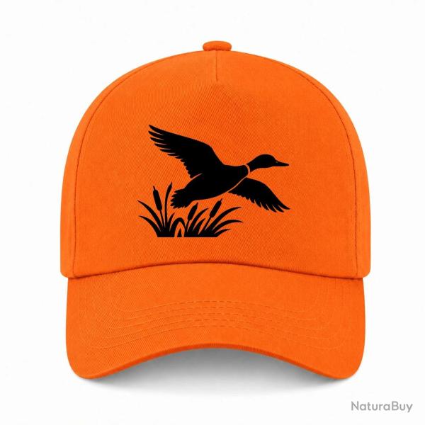 Casquette Chasse - Envol du canard - Roseaux - Orange