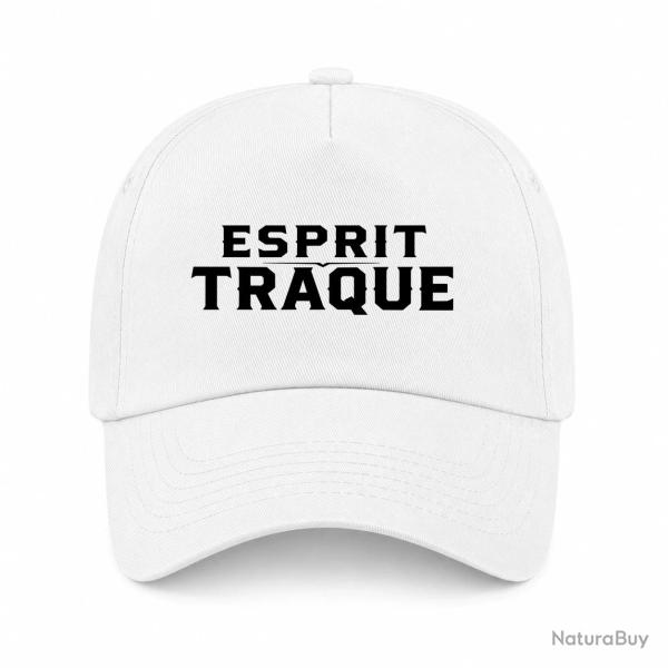 Casquette Chasse - Esprit traque - Typographie - Blanc