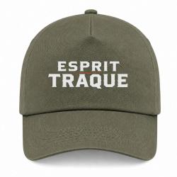 Casquette Chasse - Esprit traque - Typographie - Kaki / Blanc