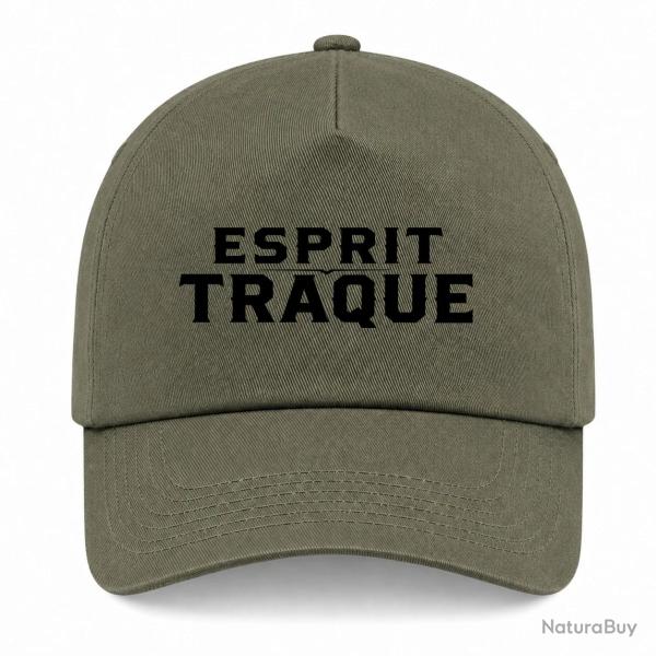 Casquette Chasse - Esprit traque - Typographie - Kaki / Noir