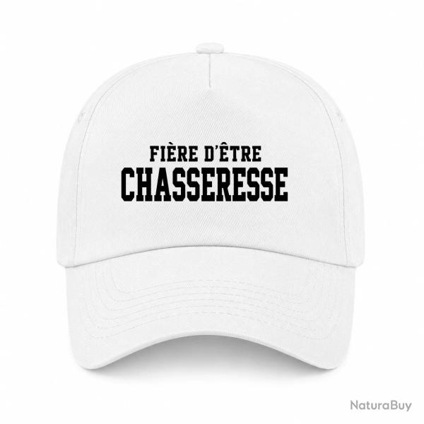 Casquette Chasse - Fi�re d'�tre chasseresse - Typographie - Blanc