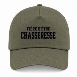 Casquette Chasse - Fi&egrave;re d'&ecirc;tre chasseresse - Typographie - Kaki / Noir