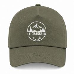 Casquette Chasse - Le chasseur - Montagnes et ramure - Kaki / Blanc