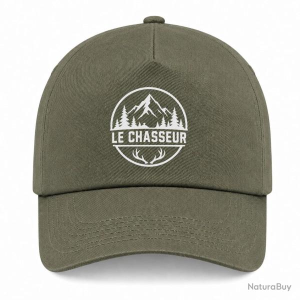 Casquette Chasse - Le chasseur - Montagnes et ramure - Kaki / Blanc