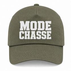 Casquette Chasse - Mode chasse - Typographie orange - Kaki / Blanc