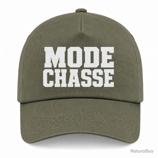 Casquette Chasse - Mode chasse - Typographie orange - Kaki / Blanc