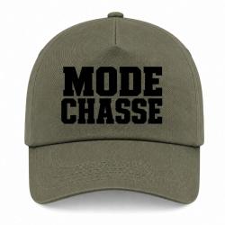 Casquette Chasse - Mode chasse - Typographie orange - Kaki / Noir