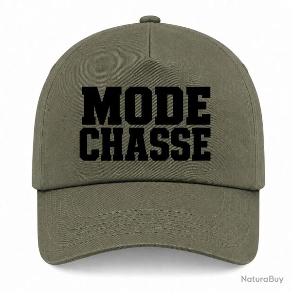 Casquette Chasse - Mode chasse - Typographie orange - Kaki / Noir