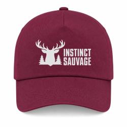 Casquette Chasse - Instinct sauvage - Cerf des bois - Bordeaux