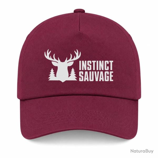 Casquette Chasse - Instinct sauvage - Cerf des bois - Bordeaux