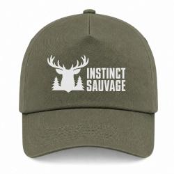Casquette Chasse - Instinct sauvage - Cerf des bois - Kaki / Blanc