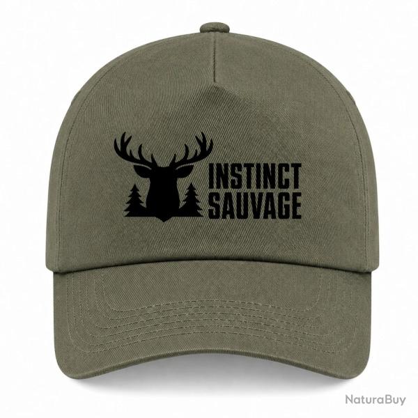 Casquette Chasse - Instinct sauvage - Cerf des bois - Kaki / Noir