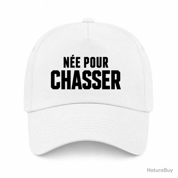 Casquette Chasse - N�e pour chasser - Typographie - Blanc