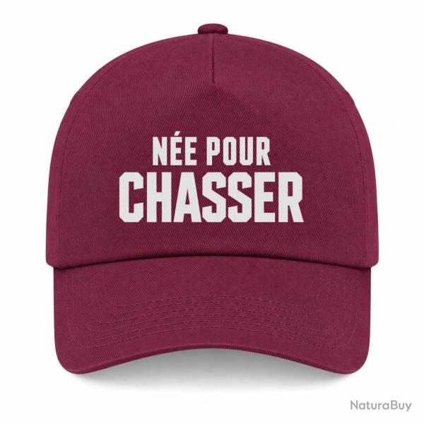 Casquette Chasse - N�e pour chasser - Typographie - Bordeaux