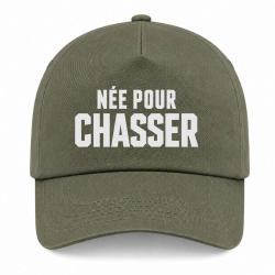 Casquette Chasse - N&eacute;e pour chasser - Typographie - Kaki / Blanc