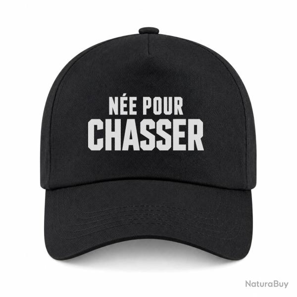 Casquette Chasse - N�e pour chasser - Typographie - Noir