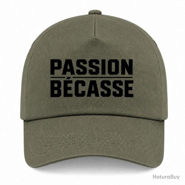 Casquette Chasse - Passion b�casse - Typographie - Kaki / Noir