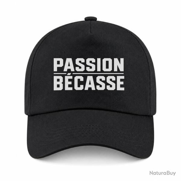 Casquette Chasse - Passion b�casse - Typographie - Noir