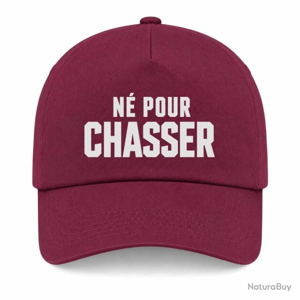 Casquette Chasse - N� pour chasser - Typographie - Bordeaux
