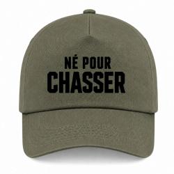 Casquette Chasse - N&eacute; pour chasser - Typographie - Kaki / Noir