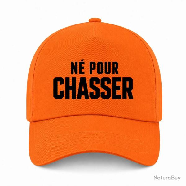 Casquette Chasse - N� pour chasser - Typographie - Orange