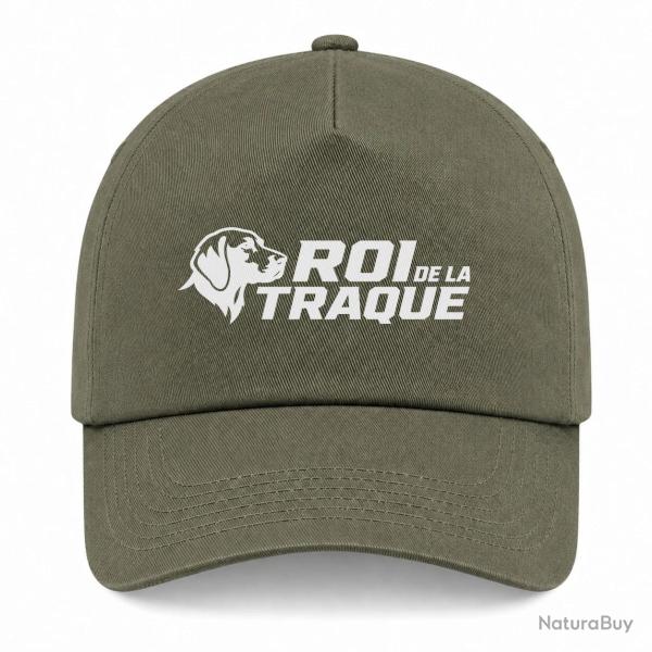 Casquette Chasse - Roi de la traque - Chien courant - Kaki / Blanc