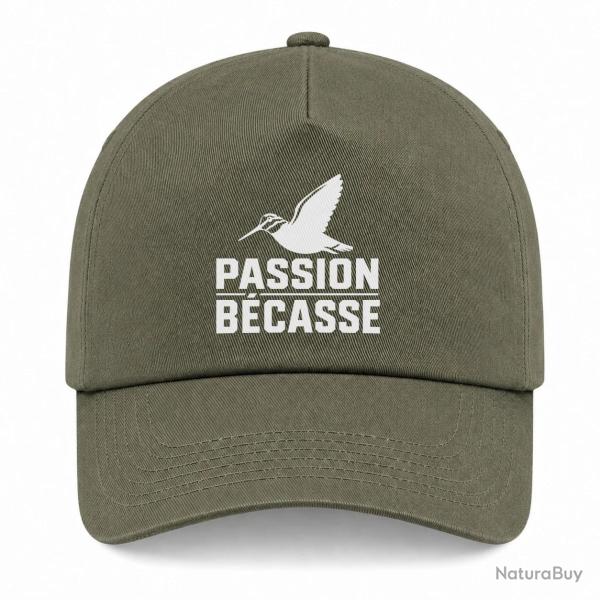 Casquette Chasse - Passion b�casse - Oiseau en vol - Kaki / Blanc