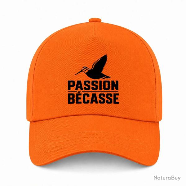 Casquette Chasse - Passion b�casse - Oiseau en vol - Orange