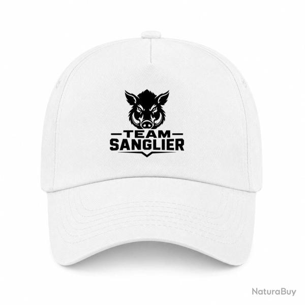 Casquette Chasse - Team sanglier - Portrait sauvage - Blanc